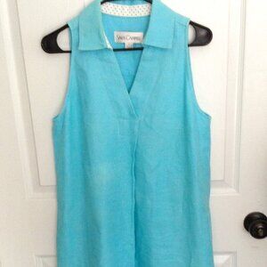 Sara Campbell "S" Vivian Linen Dress; Sleeveless, Linen, Quiet Lux, Aruba vibes